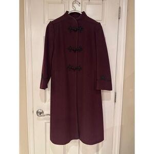 Natalie Green Petite by Bert Newman Wool Blend Frog Toggle Long Coat size s/m